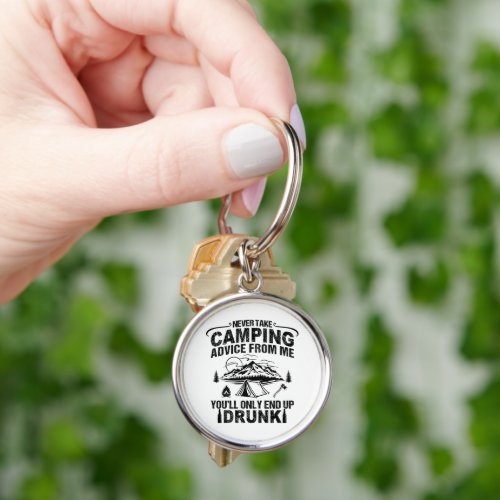 Funny camper slogan camping drinking sayings keychain