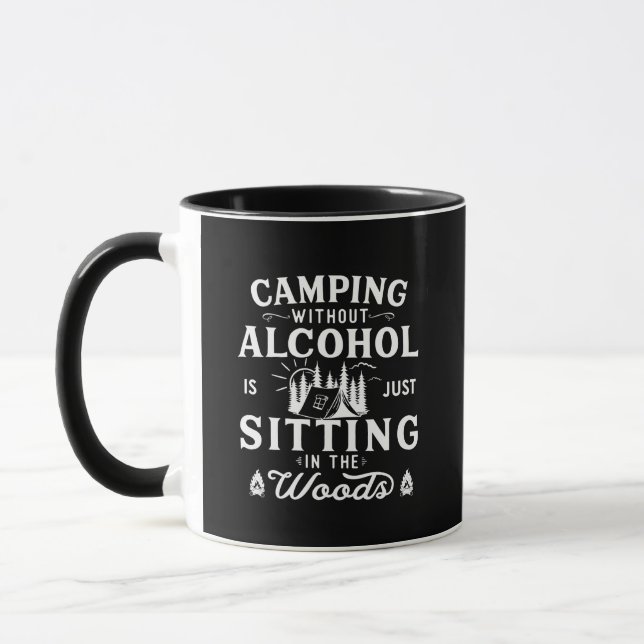 Funny camper slogan camping drinking sayings mug (Left)