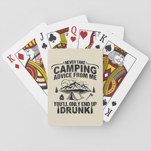 Funny camper slogan camping drinking sayings poker cards