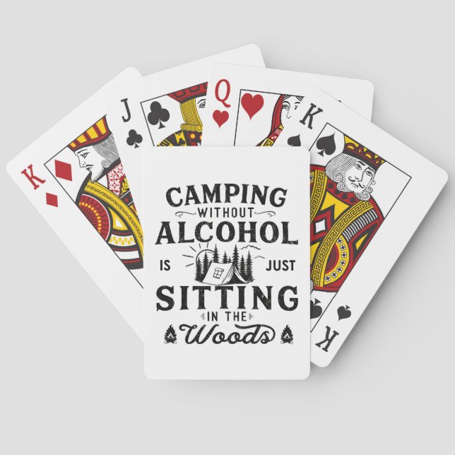 Funny camper slogan camping drinking sayings poker cards (Back)