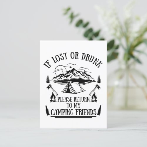 Funny camper slogan camping drinking sayings postcard