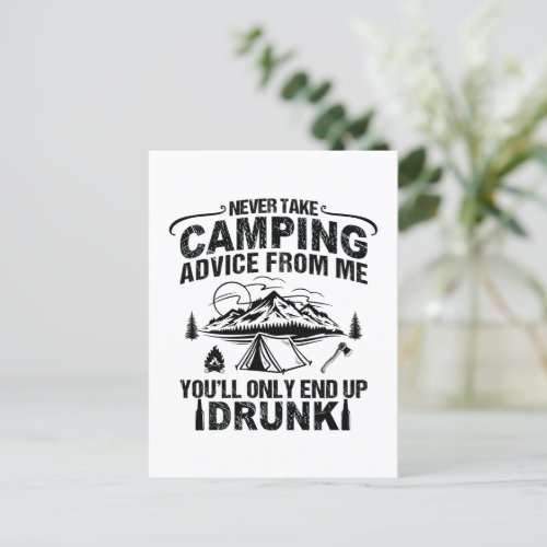 Funny camper slogan camping drinking sayings postcard