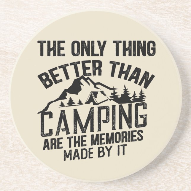 Funny camper slogan summer camping quotes coaster (Front)