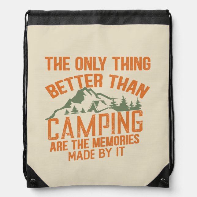 Funny camper slogan summer camping quotes drawstring bag (Front)
