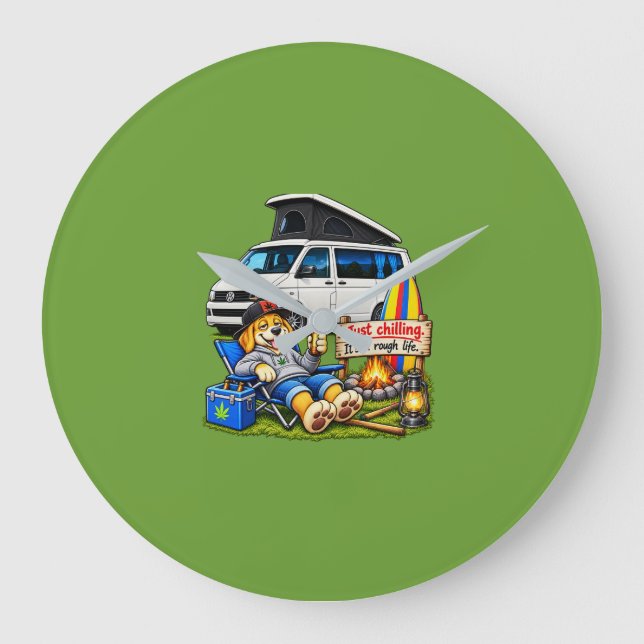 Funny Camper Van'' Rough Life ''Wall clock (Front)