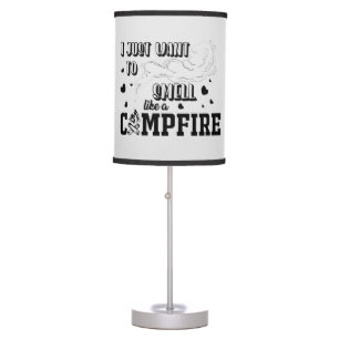 funny campfire camper word art table lamp