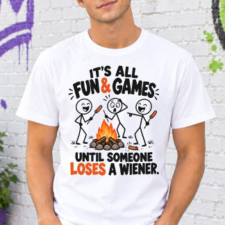 Funny Campfire Wiener Roast Camping Stick Figure Tri-Blend Shirt