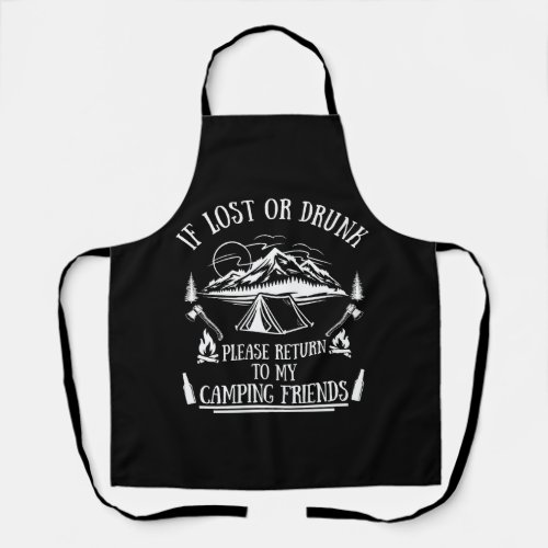 Funny camping and drinking sayings apron