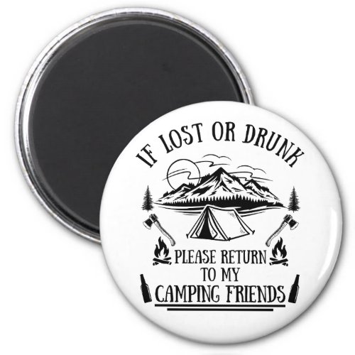 Funny camping and drinking sayings magnet