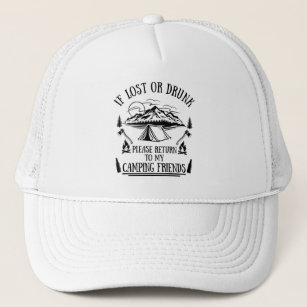 Funny camping and drinking sayings trucker hat