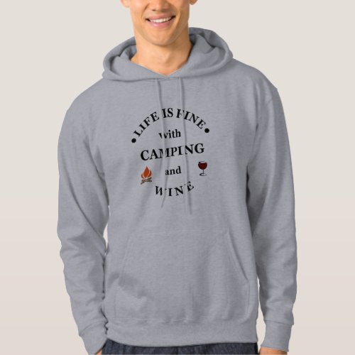 funny camping and wine saying hoodie