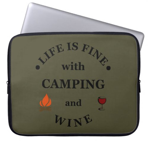 funny camping and wine saying laptop sleeve