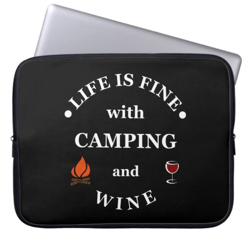 funny camping and wine saying laptop sleeve