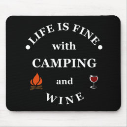funny camping and wine saying mouse pad