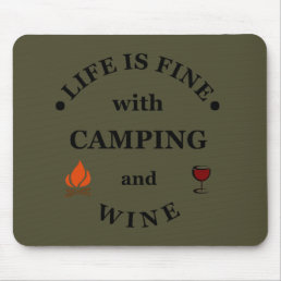 funny camping and wine saying mouse pad