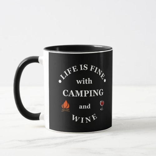 funny camping and wine saying mug