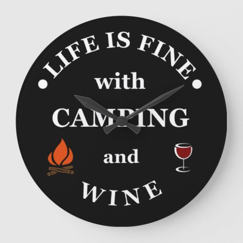 funny camping and wine sayings quotes large clock