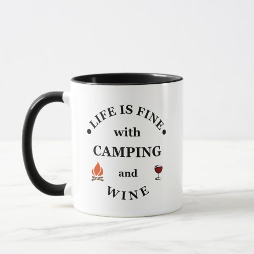 funny camping and wine sayings quotes mug