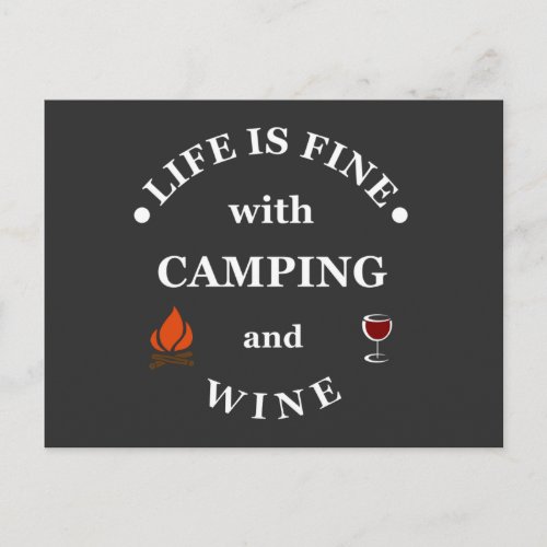 funny camping and wine sayings quotes postcard