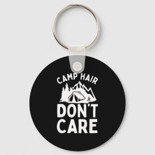 Funny camping art for men women camp hair camper keychain