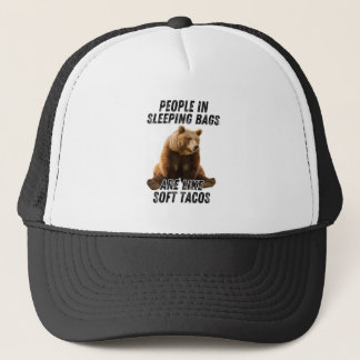 Funny camping bear - people sleeping humor cap