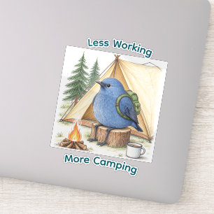 Funny Camping Bird Illustration Office Humor Sticker