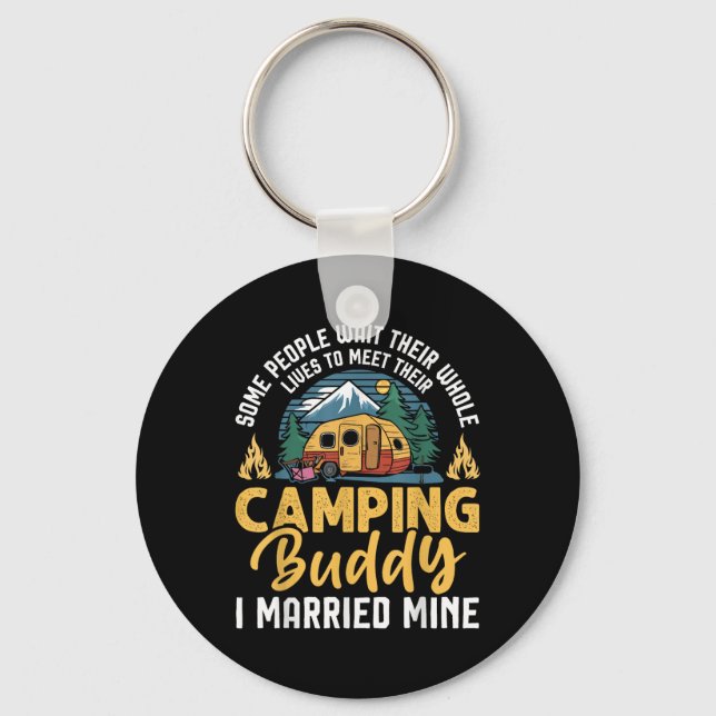 Funny Camping Camper Couple Camping Lovers Partner Keychain (Front)