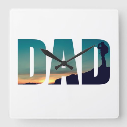 Funny camping camper hiking hiker dad square wall clock