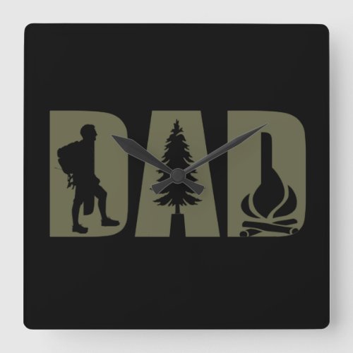 Funny camping camper hiking hiker dad square wall clock