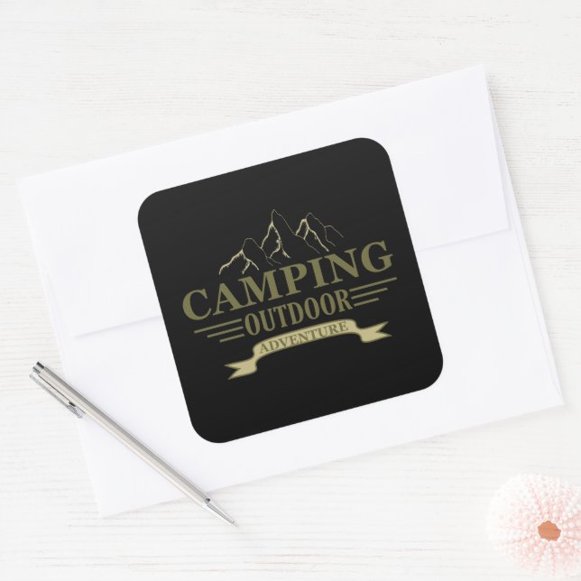 Funny camping camper sayings for campers square sticker (Envelope)