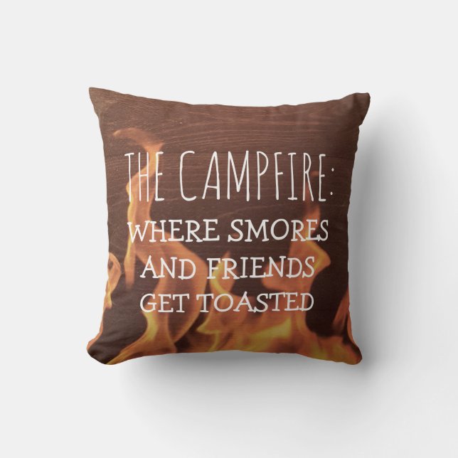 Funny Camping Campfire Saying Smores Friends Throw Pillow (Front)