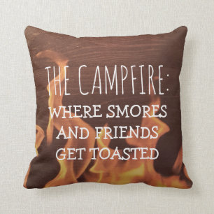 Funny Camping Campfire Saying Smores Friends Throw Pillow