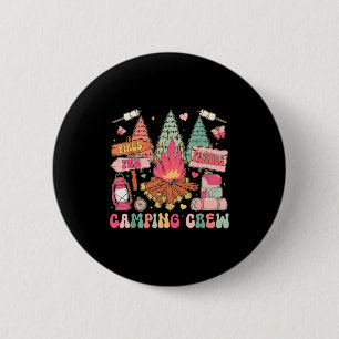 Funny camping crew campfire matching family summer button