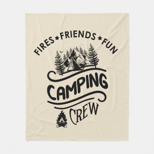 Funny camping crew fleece blanket