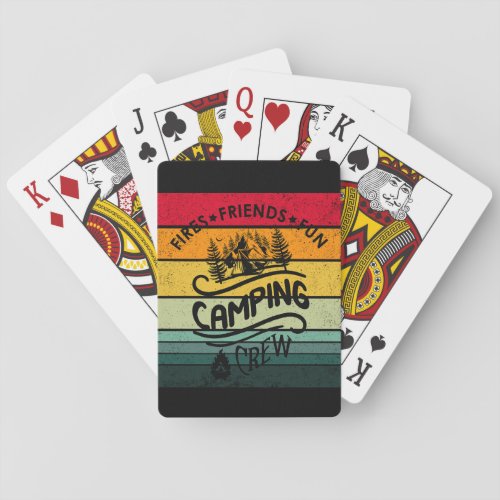 Funny camping crew playing cards