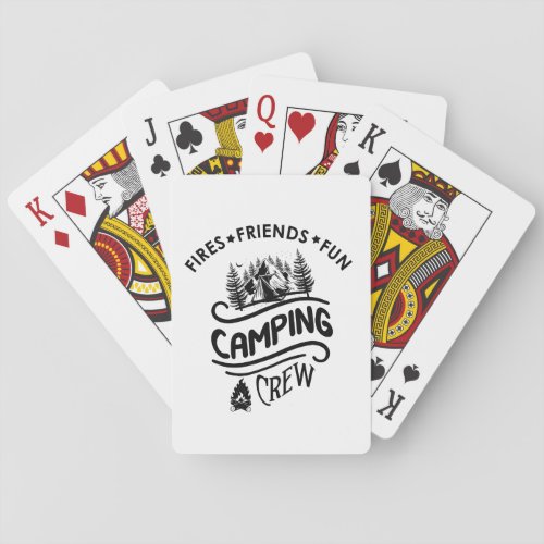 Funny camping crew playing cards