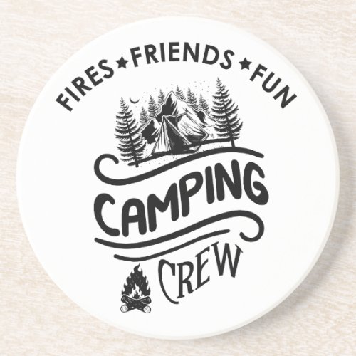 Funny camping crew slogan camper friends coaster