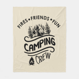 Funny camping crew slogan camper friends fleece blanket