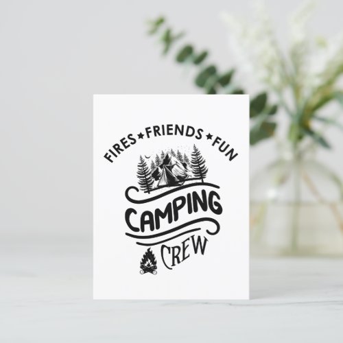 Funny camping crew slogan camper friends postcard