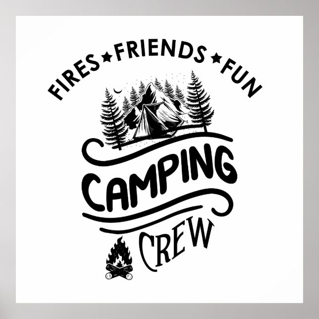 Funny camping crew slogan camper friends poster (Front)