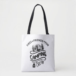 Funny camping crew slogan camper friends tote bag