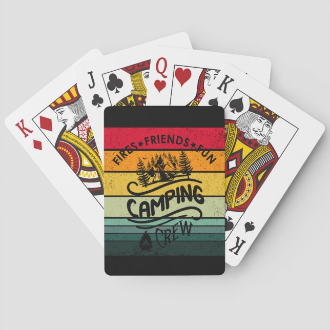 Funny camping crew slogan fun camper friends poker cards (Back)