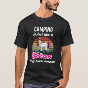 Funny Camping Design Retro Unicorn Vintage Sunse T-Shirt