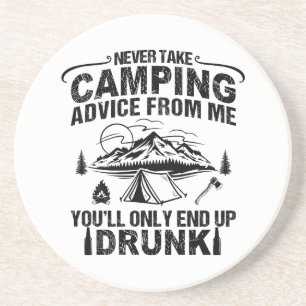 Funny camping drinking sayings coaster