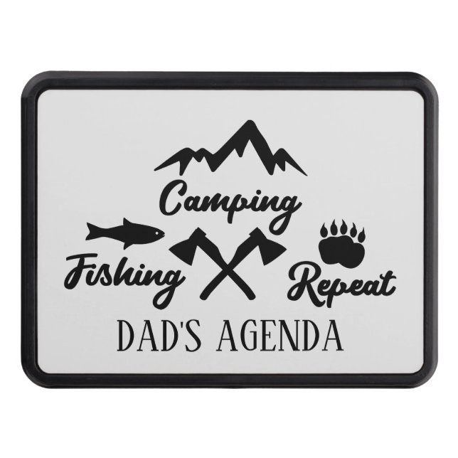 funny camping fishing Dad word art Hitch Cover (Front)