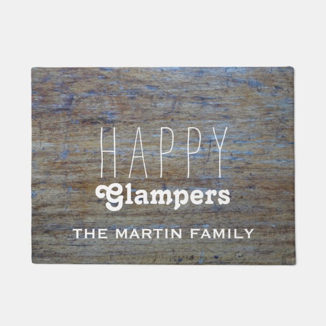 Funny Camping |  Happy Glampers Campers Name Doormat (Front)