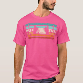 Funny Camping Heartbeat Retro Camper Hiking Camp T-Shirt