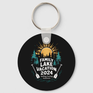 Funny Camping Hiking Cabin 2024 Family Lake Vacati Keychain