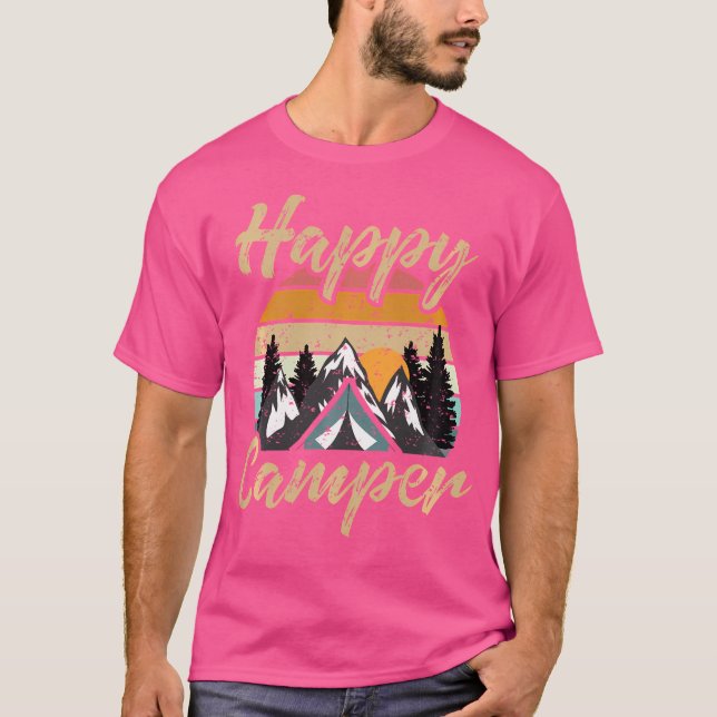 Funny Camping Hiking Lover Present Happy Camper Gi T-Shirt (Front)