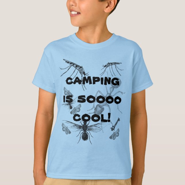 Funny Camping is Cool Bugs Kids T-shirt (Front)